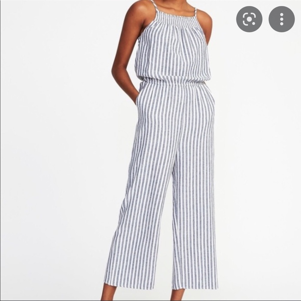 Old Navy Jumpsuit romper Size Large Tall striped blue white sleeveless - Picture 2 of 3